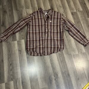 Men’s Large Carhartt Plaid Maroon Long Sleeve Button Up